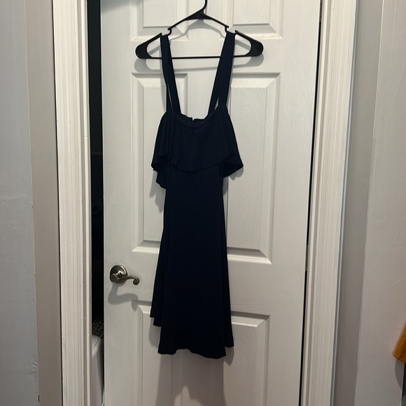 Madewell Apron Ruffle Dress Navy - Picture 4 of 5